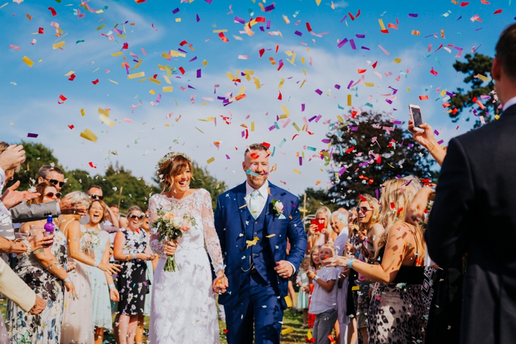 Confetti Throw Bride Groom Colourful Creative Festival Wedding 