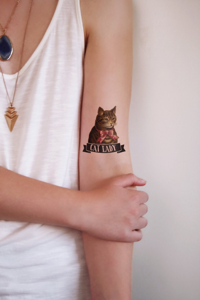 temporary cat lady tattoo