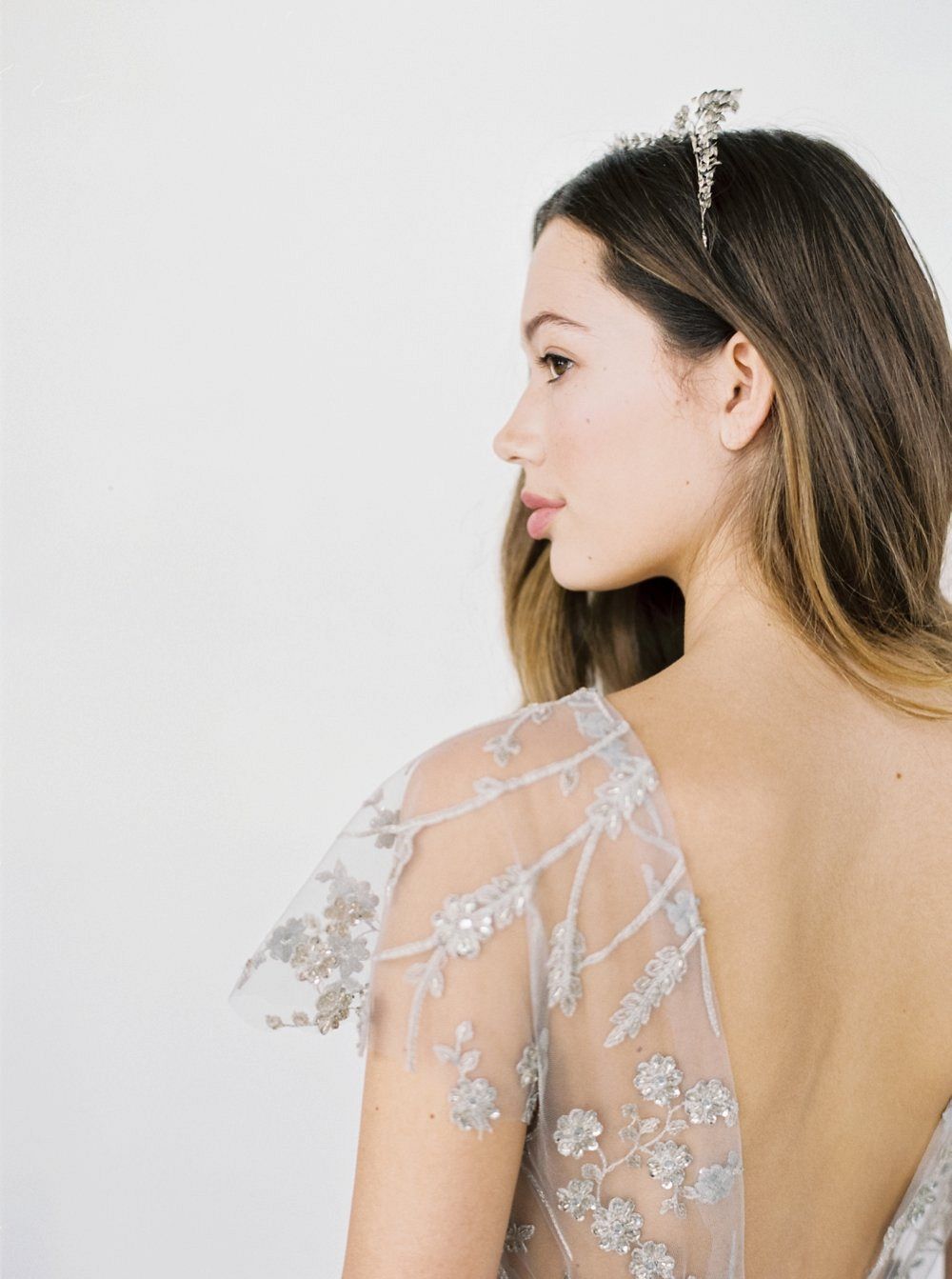 Handmade Wedding Gowns with Floral Appliqué by Gossamer