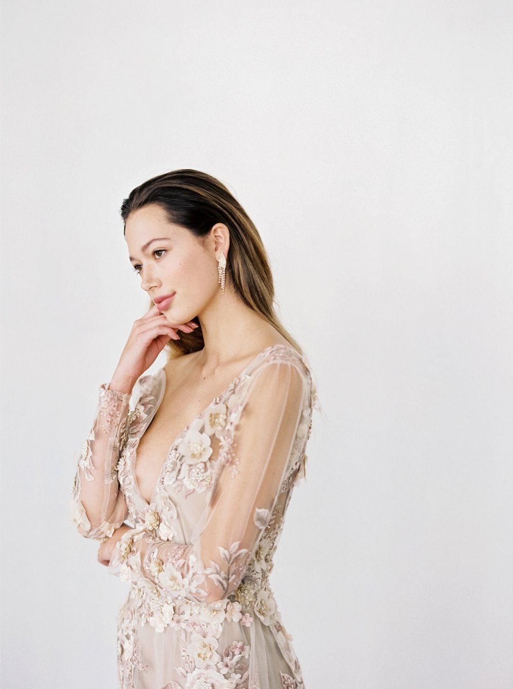 Handmade Wedding Gowns with Floral Appliqué by Gossamer
