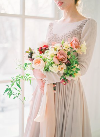 Simple Indoor Bridal Session in Blue and Blush Tones