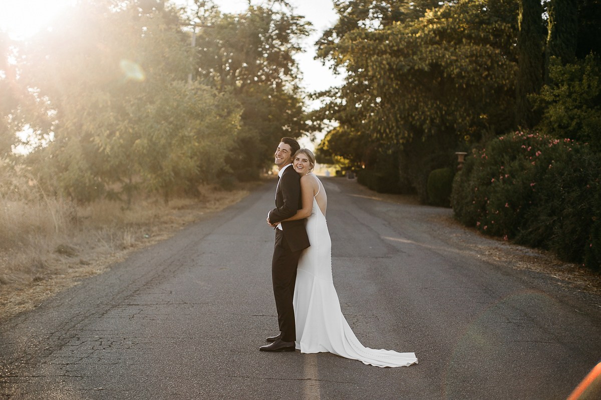 An Amsale Gown and Bridesmaids in Black for an Understated and Elegant Californian Wedding (Weddings )