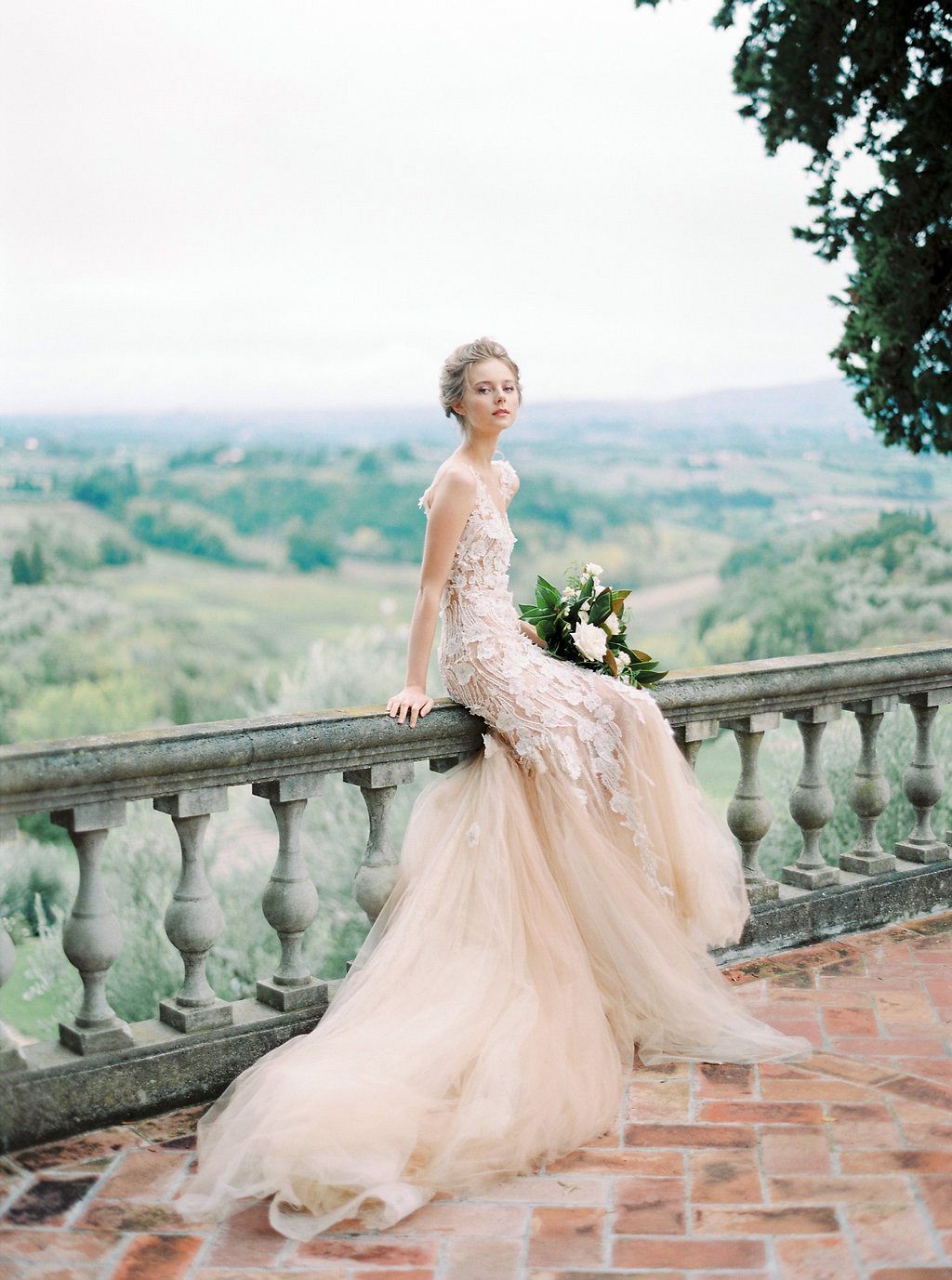 Italian Vogue Editorial in an incredible Nude, Lace Gown